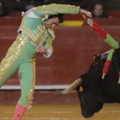 El torero El Fandi clava las banderillas en el lomo del toro, un momento de gran tensión en la plaza.